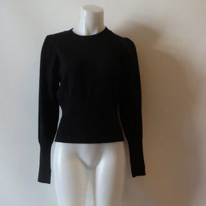 Womens Sugar + L!PS Black Long Puff Sleeve Sweater S *